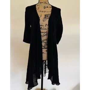 Black Lace Womens Cover Up Open Cardigan